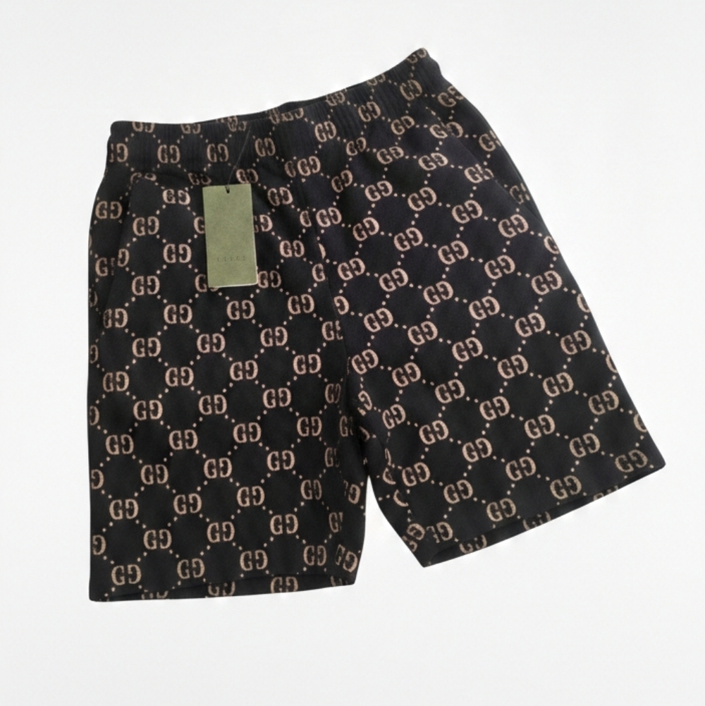 Gucci GG Monogram Black and Tan Men's Shorts